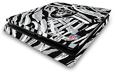 Head Case Designs Offizielle NFL Abstrakte Pinselstriche Las Vegas Raiders Vinyl Haut Gaming Aufkleber Abziehbild Abdeckung kompatibel mit Sony Playstation 4 PS4 Slim Console