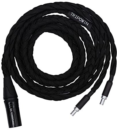 Linsoul Tripowin GranVia - Cable de repuesto de audio para auriculares OFC de alta pureza, conector de auriculares HD800 a cable estéreo equilibrado XLR de 4 pines, para HD800/HD800S/HD820/HD8XX (6.5