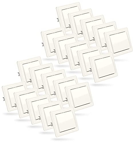 ABSINA 20x Taster Unterputz in weiß - Taster Lichtschalter 250V AC, 10A, IP20 inkl. Rahmen, Unterputz Einsatz & Abdeckung - Lichtschalter Unterputz Taster, Tastschalter Unterputz, UP Schalter