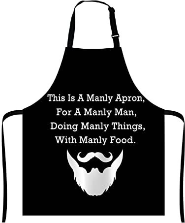 Wasach BBQ for Man, Grilling Chef Presents for Him - Funny BBQ Cooking Apron Present for Father Day Manly Man