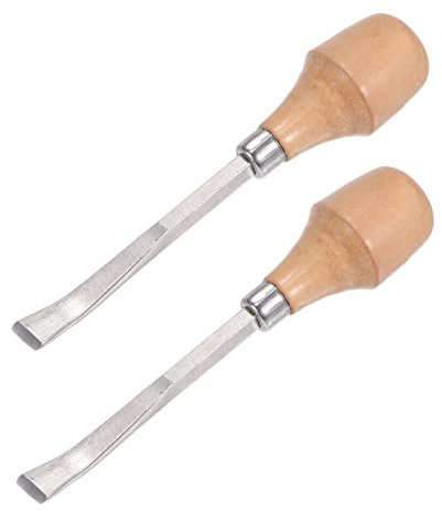 sourcing map 2 Stück Holzmeißelmesser 11mm Verchromt 45# Karbonstahl Holzbearbeitungswerkzeug mit Gebogene Gerade Spitze 130mm (5 Zoll) Länge mit Holzgriff