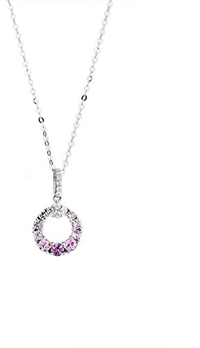 Lieson Anhänger Halskette, 18K 750 Weißgold Halskette Charms Kreis mit Saphir 0.6ct Anhänger Kette Hochzeit Weißgold Charms