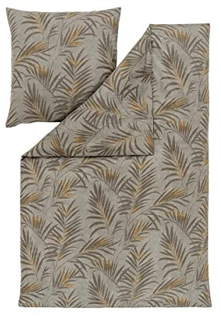 ESTELLA Feinflanell Bettwäsche Fano Khaki 1 Bettbezug 155 x 220 cm + 1 Kissenbezug 80 x 80 cm
