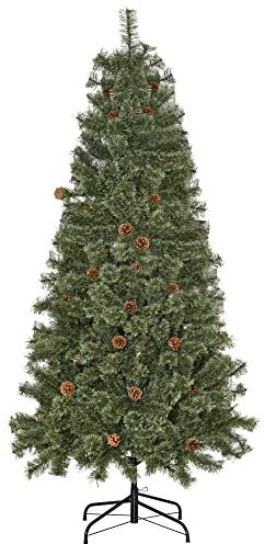 HOMCOM Künstlicher Weihnachtsbaum, 180 cm, 450 Zweige, 28 Tannenzapfen + Ständer, Höhe Grün