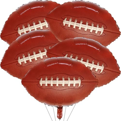 5 Pieces Large Football Foil Balloons, Brown Rugby Football Mylar Foil Party Balloons Sports Theme Party Decorations for Boys Men Football Fans Rugby Birthday Party Sport Decorations Supplies