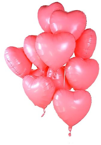 Lot de 4 ballons gonflables « Cœur rose » en forme de cœur (43 cm) / ballons à l'hélium / mariage / anniversaire / fiançailles