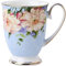 FülleMore Kaffeebecher Premium Porzellan Kaffeetasse Blumenmuster 300ml Trinkbecher mit Henkel Geschenk Keramiktasse für Tee Kaffee Milch Kakao Cappuccino Latte (Blau)