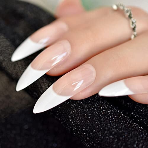 False Nails, Artificial Nails with Glue, Artificial Finger Acrylic Nail Kit, Manicure Kit for Women, Next Day Delivery of Coffin Acrylic. (French White Tip)…