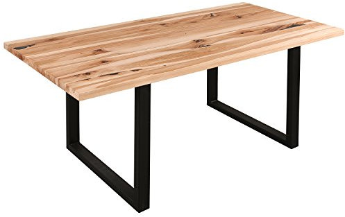 fornera f80 Massivholztisch, Massivholz, Esstisch, Esszimmertisch, Küchentisch, Schreibtisch, Tisch, Verschiedene Größen, Metallgestell, Stärke Tischplatte 40 mm (Buche massiv, 140 x 80 cm)