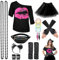 WILDPARTY 80er Jahre Outfit Damen Set, T-Shirt, Tutu, Gürteltasche, Stirnband, Ohrring, Halskette, Netzhandschuhe, 80er Jahre Kleidung Kostüm Neon Accessoires Thema Party Karneval Damen Frauen