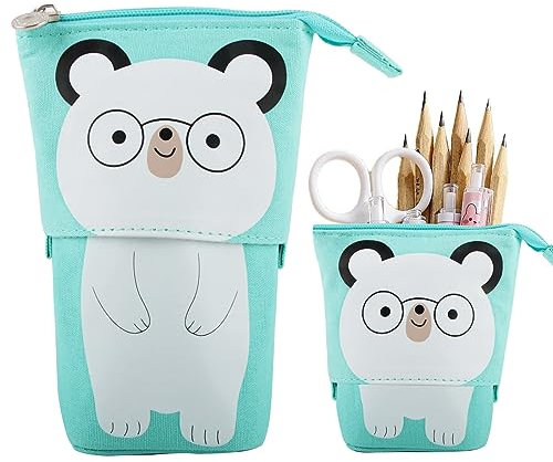 Hillylolly Teleskopisch Mäppchen, Federmäppchen Stehend Kinder, Federmäppchen Reißverschluss 2 in 1, Federtasche Stehend, Pop Up Pencil Case, Einziehbares Mäppchen, für Mädchen Jungen