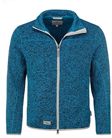 Blue Wave Herren Strickfleecejacke Helge - Fleecejacke Strickoptik Jacke Strickjacke mit Reißverschluss in Royal Größe L