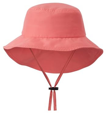 Reima Sonnenhut Rantsu mit breiter Krempe und Schnellverschluss für optimalen Sonnenschutz für Kinder. Aus 100% Polyester und mit UV-Schutzfaktor 50 Misty Red 52