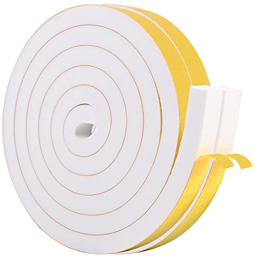 4m Dichtungsband Selbstklebend 10mm(B) x10mm(D) für Türen Fenster Schaumstoffband Türdichtung Fenster, Gummidichtung für Kollision Siegel Lärm Schalldämmung Weiß(2 Rollen je 2m lang)