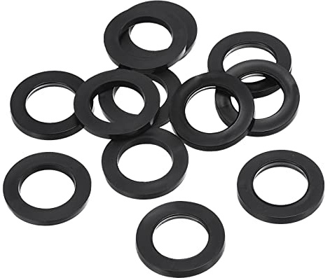 PATIKIL M15 Gummi Flache Unterlegscheiben 12 Pack 15mm ID 23mm AD Dichtungsringe Beilagscheiben Dichtring für Wasserhahn Rohrleitung Wasser Schlauch Befestigung Bolzen Schwarz