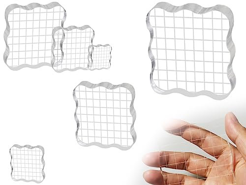 KAPSING Set di 3 timbri in acrilico per timbri in silicone, 2,5/5/7,5 cm, con griglia per timbri in silicone, scrapbooking, album fotografico