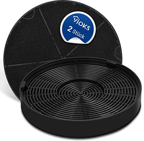VIOKS Aktivkohlefilter Dunstabzugshaube 196mmØ SET 2x Ersatz für Electrolux 902979357/8 50290659007 Franke 112.0016.755 Bosch Siеmens 00748732 DHZ5316 LZ55651 Miеle 6532971 Abzugshaube Filter