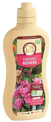 OR BRUN Engrais Rosiers - 1L - Renforce Les Roses & Améliore La Croissance - Fabriqué En France - Utilisable En Agriculture Biologique OBRECLROSIER1