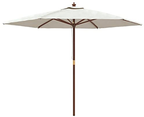 Tidyard Ombrellone da Giardino con Palo in Legno,Ombrelloni,Ombrellone da Giardino Spiaggia Anti UV,Ombrellone Rotondo,Ombrelloni da Esterno,Ombrellone Parasole da Giardino,Sabbia 299x240 cm