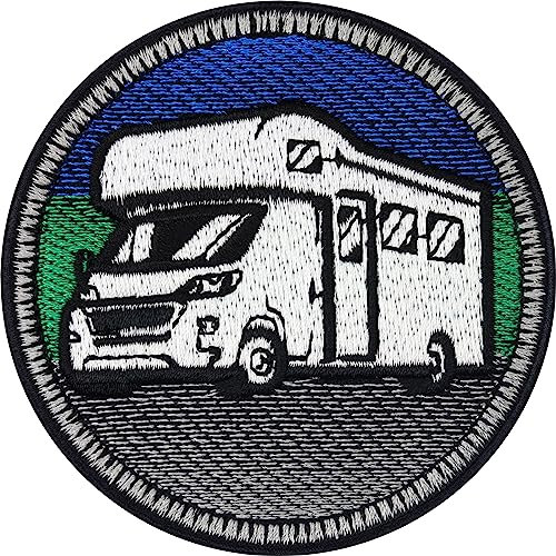 Wohnmobil Patch Camper Aufnäher Camping Patches zum aufbügeln Wohnwagen Patch für alle Stoffe Naturfreunde Sticker Camper Van Patch Aufbügler 75x75mm