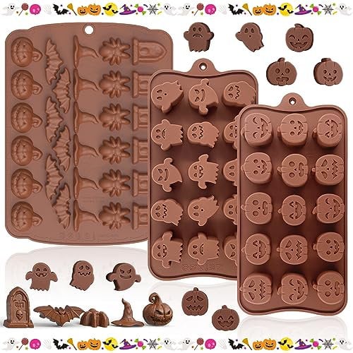 STAMPINI IN SILICONE TOPJOWGA PER CIOCcolatini, 3 PEZZI STAMPA ZUCCA E FANTASMA