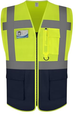Graunton Hi Vis Westen, High Vis Westen für Männer Frauen, High Visibility Sicherheitsweste für Verkehrsmanagement, Öffentliche Sicherheit, Transport, DE1-Gelb Blau, S.