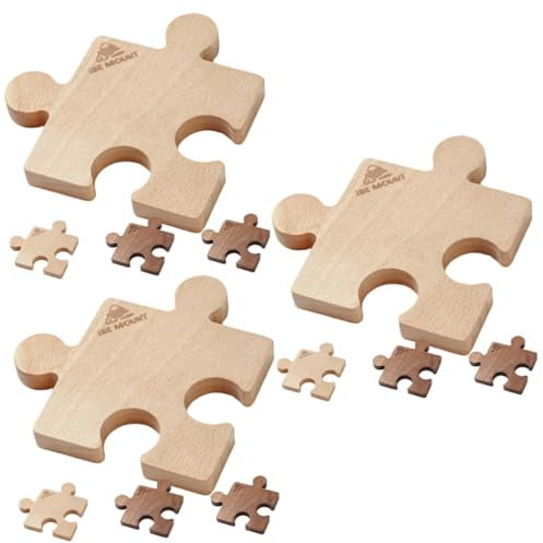Happyyami Holzpuzzle 12 STK Puzzle-untersetzer Aus Holz Teetassenkissen Platzdeckchen Aus Bierdeckel Schale Pads Rutschfester Untersetzer Tasse Pad Trinken Nussbaum Buche Getränkehalter