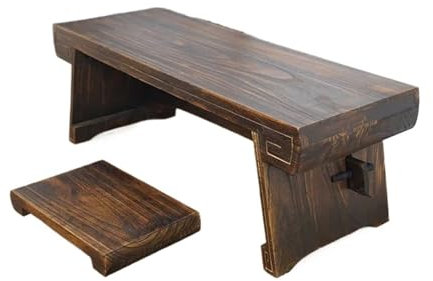 MOOWI Kaffee-Endtisch Niedriger Tisch im Alten Stil, Bank im chinesischen Stil, Teetisch, Balkon, Fensterbank, Cocktailtisch, Holzmöbel Beistelltisch (Size : Walnut Color)