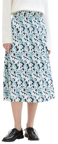 TOM TAILOR Damen Midi Plissee Rock mit Print , blue small floral design, 40