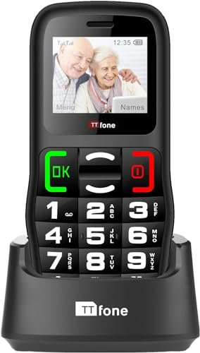 TTfone TT220 - Téléphone Portable à Grosses Touches pour Personnes âgées avec Bouton d'assistance en Cas d'urgence (avec Chargeur de Quai)