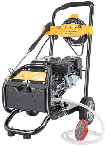 Limpiador a presión de gasolina, Hidrolimpiadora Profesional, 7,5 HP 2200 psi, motor de gasolina, con 5 boquillas, lanza de limpieza, manguera de 7,5 m, para suelos y vehículos