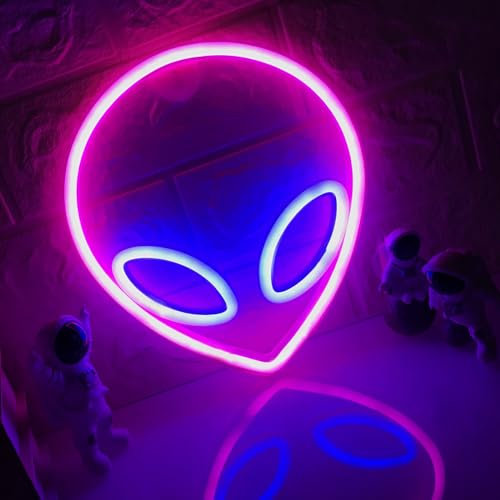 Alien Neon Zeichen Rosa und Blau Alien Dekoration Neon USB/Batterie Betrieb Kühle Aussehen Weiche Beleuchtung Geeignet Für Kinderschlafzimmer Spielraum Dekoration Energieeinsparung