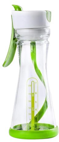 FINLALO Shaker à vinaigrette, étanche, passe au lave-vaisselle, bouteille à salade avec échelle, bouteille mélangeur manuel avec poignée, distributeur mélangeur pour restaurant, maison, cantine