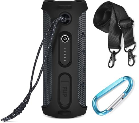 LICHIFIT Custodia Protettiva in Silicone con Telaio Custodia in Pelle per JBL Flip Essential 2 Altoparlante Bluetooth Custodia a Conchiglia Borsa a Mano Custodia a Tracolla Accessori