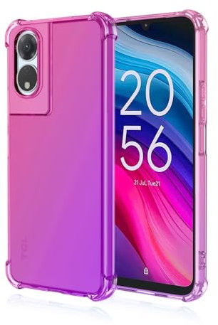 Topme Phone Case for TCL 505 (6.75 Inches), Soft TPU Silicone Transparent Color Gradient Mobile Phone Case - Pink Purple