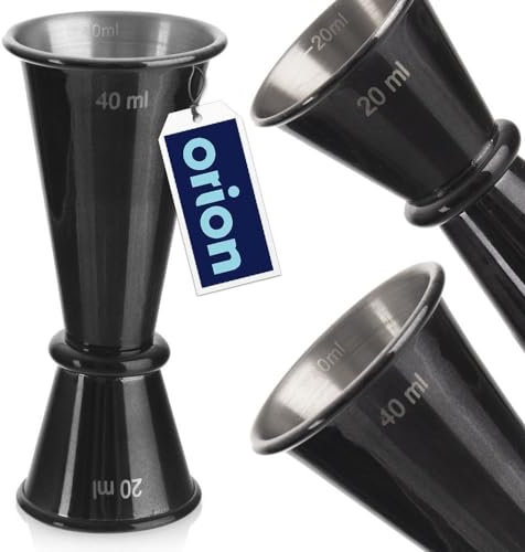 Verre doseur à cocktail double mesure pour barman Jigger en acier inoxydable Noir 20/40 ml