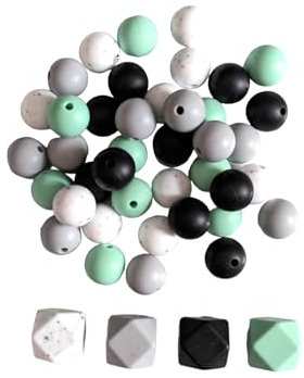 Lot de 44 perles de 12mm et 14mm en silicone NGGM
