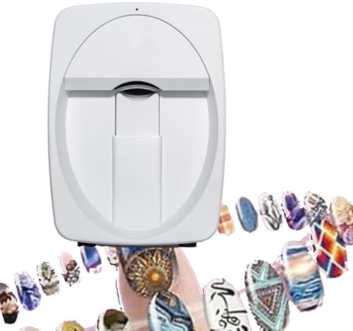 MIRRSSET Digital Mobile Nail Art Printer,Portable 3D Nail Painting Machine Support WiFi/DIY, 30s Done, Printing and Rying as One, for Personal,White