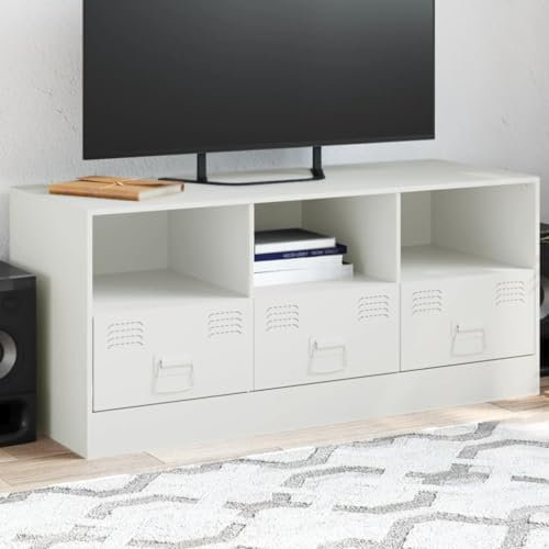 Lauuoeriau Entertainment Centers & TV-Ständer, TV-Schrank, Weiß, 99 x 39 x 44 cm, Stahl
