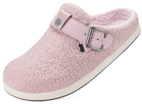 Pantofole da Donna Uomo Invernali Calde Pelliccia Zoccoli e Sabot Scarpe da Giardino Comode Ciabatte Pelose Indoor Outdoor,Rosa,42 EU