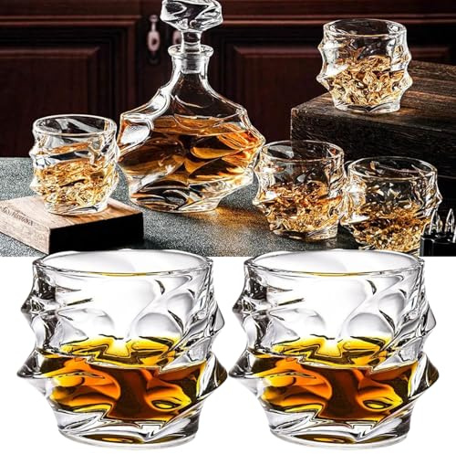 Glass Whiskey Glasses,Japanese Whiskey Glasses,Heavy Crystal Bar Glassware Old Fashioned Whiskey Glasses,Rocks Glasses Set Bourbon Gifts for Christmas for Father Men (2pcs)