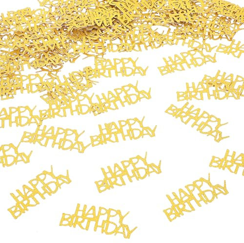 200 pcs Gold Happy Birthday Confetti, Gold Table Decorations for Birthday Parties,Table Scatter Confetti for Festive Celebrations