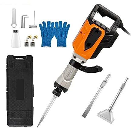 CASEGO Demolition Jack 4500W Multifunctional Rotary Hammer with Box Concrete Ground Breaking Electric Hammer Tool Impact Drill - Portable Tools(3 Chisels) (4 Chisels)