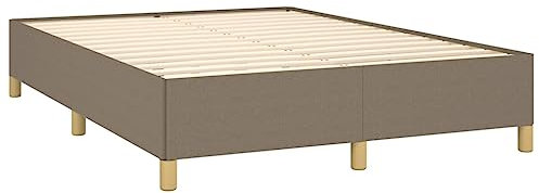 Cadre de lit rembourré, avec pieds de support, cadre de lit avec sommier à lattes, pour chambre à coucher, 140 x 200 cm, lit double, taupe, lit boxspring en tissu