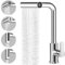 Virklyee Robinet cascade de cuisine extensible Mitigeur Cuisine Rotatif à 360° Robinet de Cuisine avec Pulvérisateur Extractible,4 Modes de Jet,Froid & Chaud Disponible (Argent)