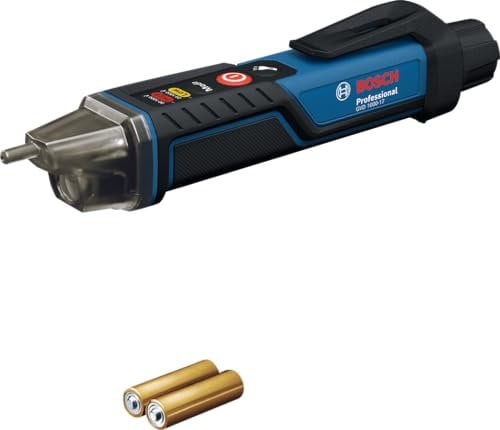 Bosch Voltage Detector GVD 1000-17 (Non-Contact Voltage Detection, IP67, Dual Range 24-1000V AC, Integrated Flashlight, Belt Clip, CAT IV 1000V Tested)