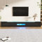 Azkoeesy Hochglanz TV-Schrank mit LED-Beleuchtung, 180 cm Länge, Steh- und Wandmontage, Fernsehtisch TV-Board Lowboard mit 3 Türen (Schwarz/Weiß)