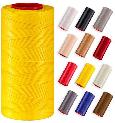 Premium Ledergarn gewachst (250 Meter) – Extra stark & langlebig – Profi Nähgarn für Leder, Outdoor, Polster, Autositze, Segeltücher & robuste DIY Projekte (gelb)