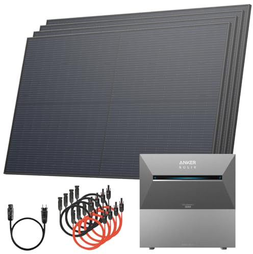 Solarway® 2000Wp / 800W / 5,4kWh Balkonkraftwerk mit Speicher komplett Steckdose - 5,4kWh Anker SOLIX 3 PRO Speicher - Solaranlage Komplettset - 500W Solarmodule & Anker Speicher & Zubehör