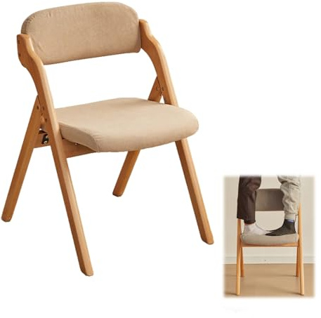 Klappstuhl aus Holz mit gepolstertem Sitz und Armlehnen, 250 kg Kapazität, platzsparendes Design für Esszimmer, Küche, Büro, bequeme und zusammenklappbare Möbel